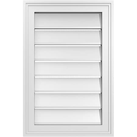 Ekena Millwork Vertical Surface Mount PVC Gable Vent: Functional, w/ 2"W x 1-1/2"P Brickmould Frame, 16"W x 24"H GVPVE16X2402SF